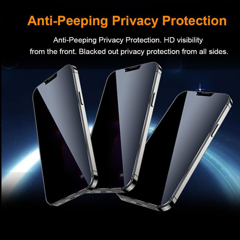 One Fish Screen Protector for Iphone 15 14 13 12 11 Xr Xs Max Series with Clear or Anti-Peeping Film and Dust-Free Bubble-Free Application [2 Pack] Anti-Peeping Anti-Fingerprint Fall Protection Shockproof Reinforced Glass Phone Protective Film