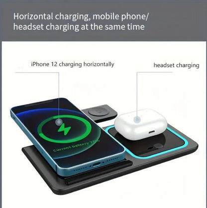 3-In-1 Wireless Charger - Fast Charging Station for Iphone 15/14/13/12 Pro Max, Galaxy, SE Watch, Airpods Pro, with Magnetic Connector and USB Adapter